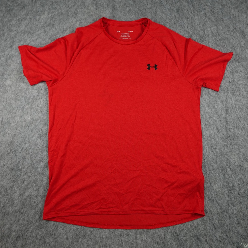 Under Armour Shirt Mens Large Red UA The Tech Tee 2.0 Short Sleeve Performance